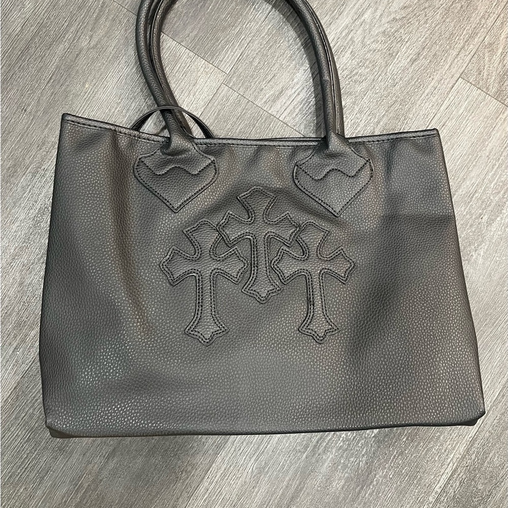 Black Tote Bag with Cross Design